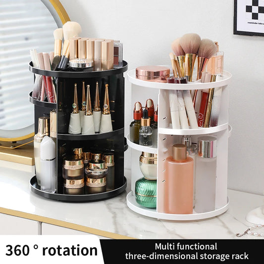 360 Degree Rotating Makeup Storage Box Rotating Layer Transparent Desktop Organizer Home Dresser Perfume Skin Care Shelf