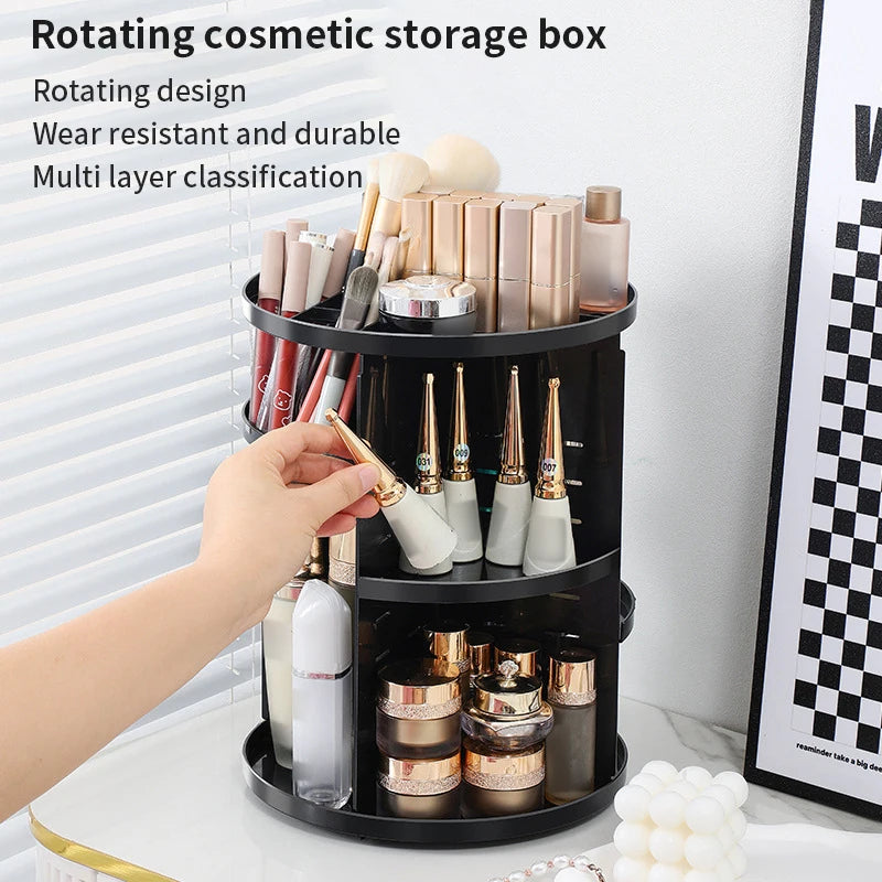 360 Degree Rotating Makeup Storage Box Rotating Layer Transparent Desktop Organizer Home Dresser Perfume Skin Care Shelf