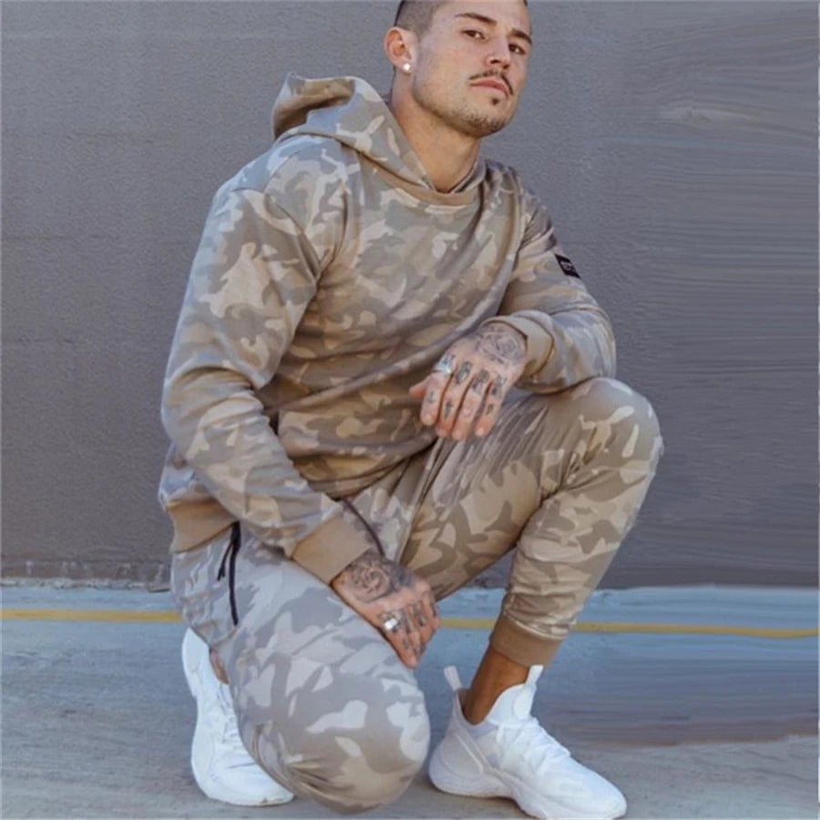 NEW sporting suits mens fashion tracksuit men camouflage Hoodies + sweatpants Men's Sportwear Suit Hoodies Tracksuit Set Male