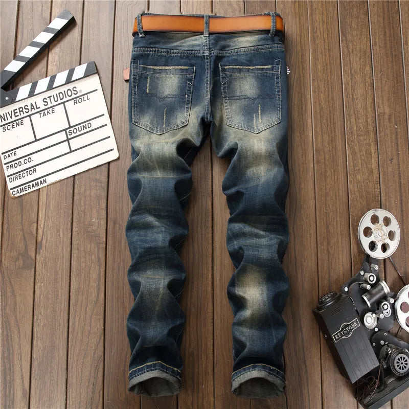 New Fashion Designer Men Jeans Famous Brand Italian luxury Rose Embroidered Jeans Slim Fit Mens Printed Jeans Biker Denim Pants