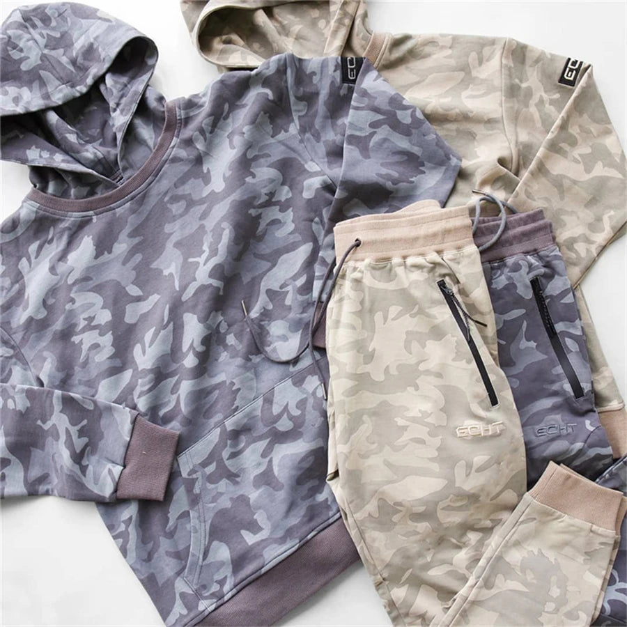 NEW sporting suits mens fashion tracksuit men camouflage Hoodies + sweatpants Men's Sportwear Suit Hoodies Tracksuit Set Male