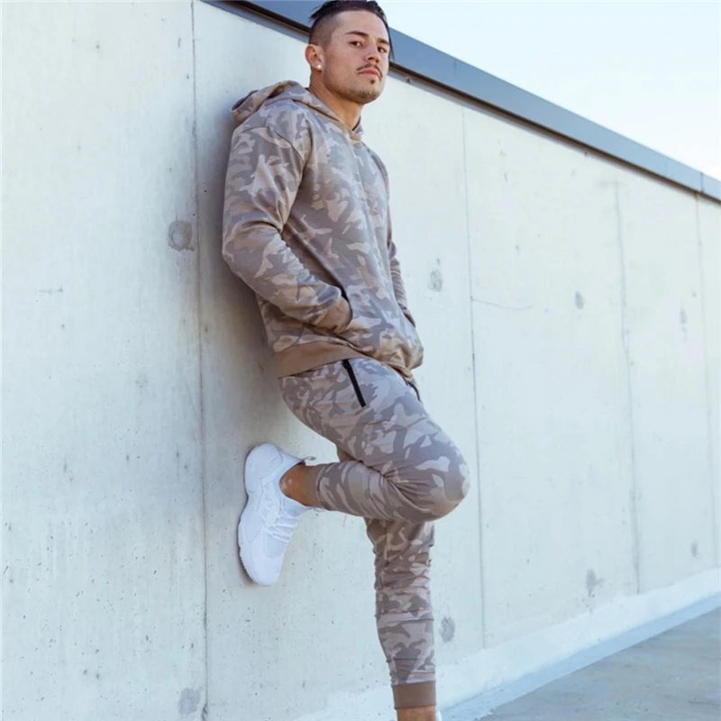 NEW sporting suits mens fashion tracksuit men camouflage Hoodies + sweatpants Men's Sportwear Suit Hoodies Tracksuit Set Male