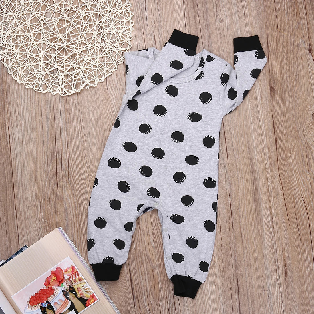 Newborn Baby Girl Rompers Jumpsuit Long Sleeve Polka Dot Lovely Cute Fashion Clothes Outfit 0-24M