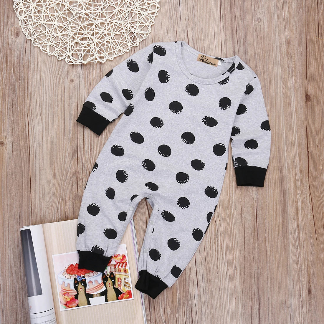 Newborn Baby Girl Rompers Jumpsuit Long Sleeve Polka Dot Lovely Cute Fashion Clothes Outfit 0-24M