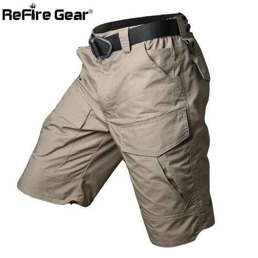 Summer Militar Waterproof Tactical Cargo Shorts Men Camouflage Army Military Short Male Pockets Cotton Rip-stop Casual Shorts