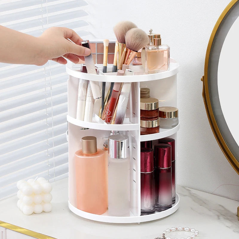 360 Degree Rotating Makeup Storage Box Rotating Layer Transparent Desktop Organizer Home Dresser Perfume Skin Care Shelf