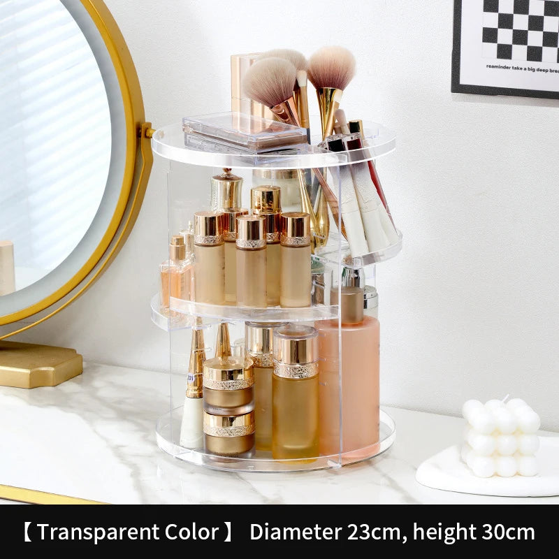 360 Degree Rotating Makeup Storage Box Rotating Layer Transparent Desktop Organizer Home Dresser Perfume Skin Care Shelf