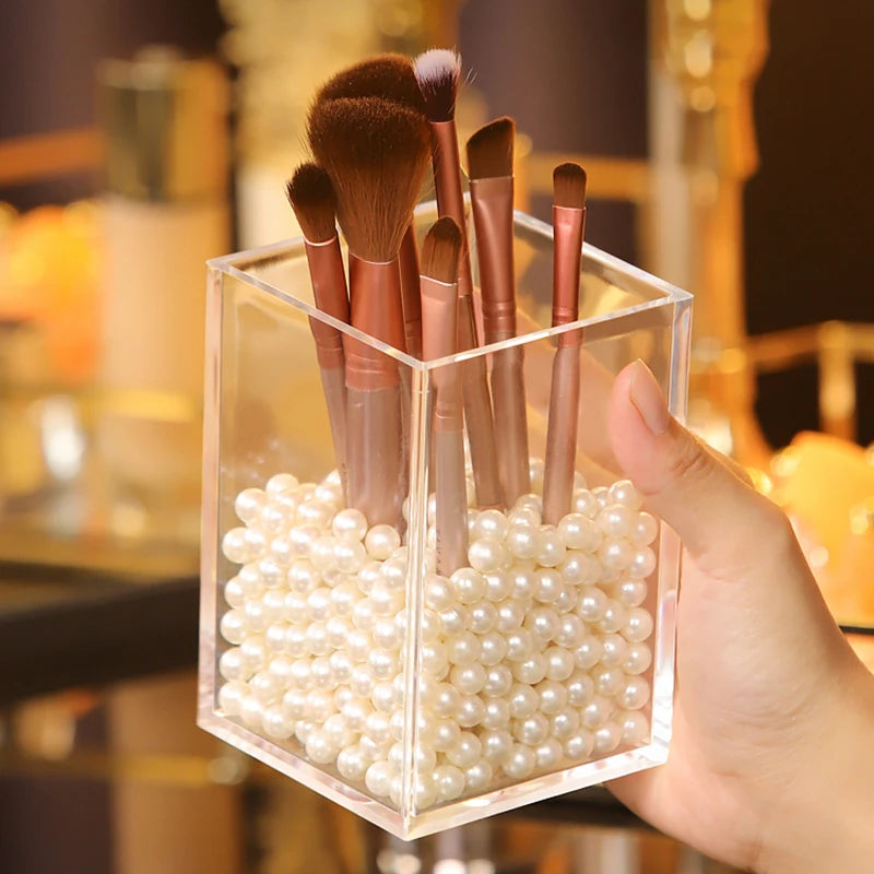 Make Up Organizer Plastic Makeup Brush Pot Storage Acrylic For Cosmetics Holder Desk Cosmetic Storage Container